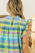 BiBi Multi Color Check Plaid Woven Top