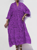 Printed Button Front Midi Dress