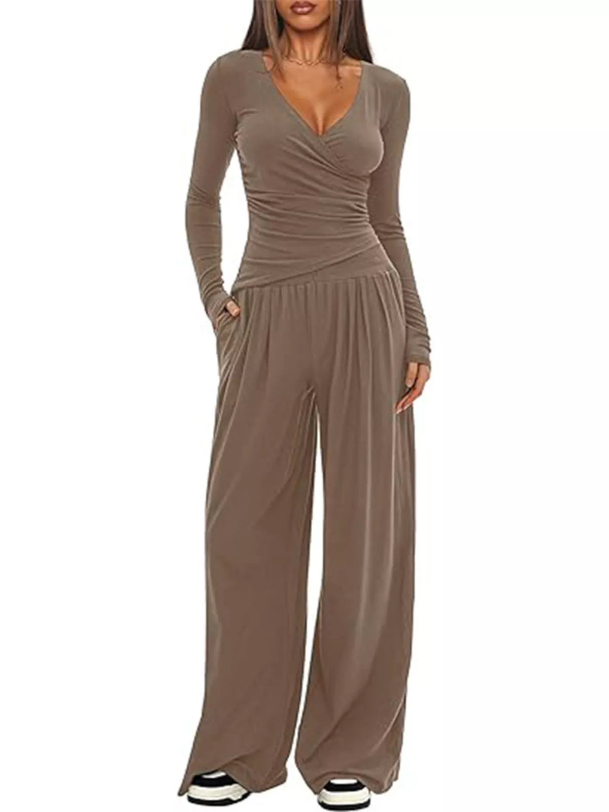 Casual Long Sleeve Top and Pants Two-Piece Set