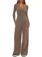 Casual Long Sleeve Top and Pants Two-Piece Set
