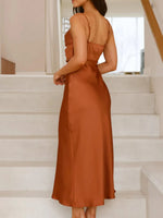 Satin Asymmetrical Midi Dress