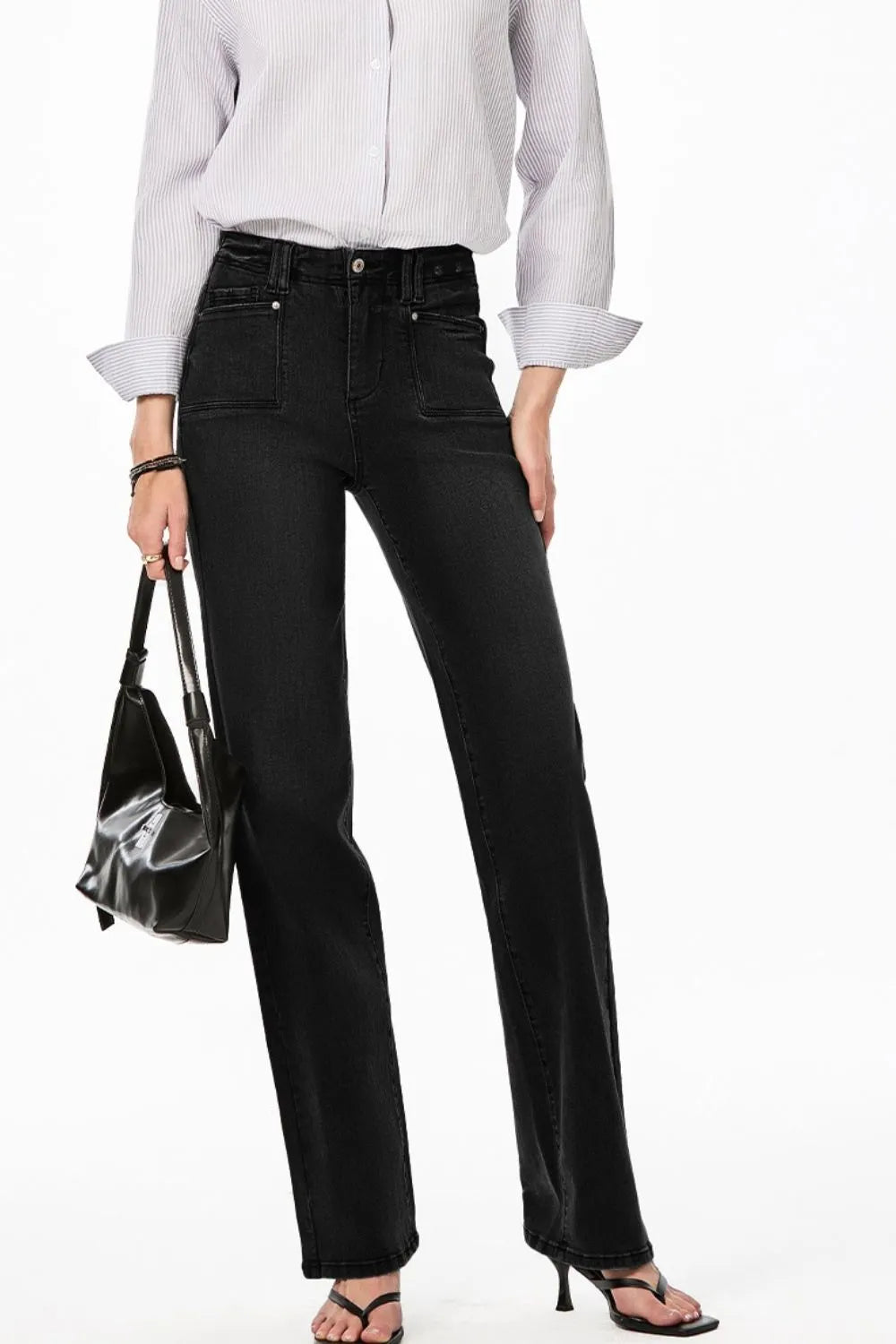 High-Waisted Wide-Leg Vintage Wash Jeans