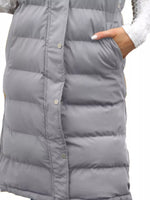 Full Size Snap Down Hooded Padded Longline Vest Coat Plus Size