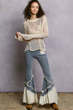 POL Openwork Round Neck Knit Cover Up