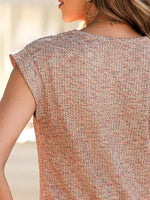 Heathered Round Neck Cap Sleeve T-Shirt