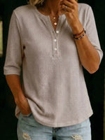 Full Size Waffle Knit Henley T-Shirt Plus Size