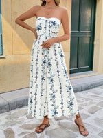 Tie Front Strapless Wide Leg Jumpsuit