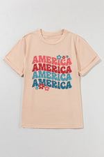 AMERICA Round Neck Short Sleeve T-Shirt