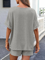 Round Neck T-Shirt and Drawstring Shorts Set