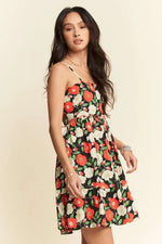 Davi & Dani Floral Scalloped Cutout Back Mini Dress