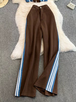 Zip Front Contrast Tank and Side Striped Pants Set