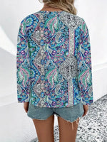 Paisley Print V-Neck Long Sleeve Blouse