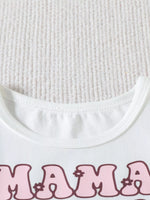 Children's Mama Graphic Tee and Leopard Shorts Set with Headband