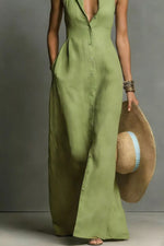 Sleeveless Button-Down Maxi Dress