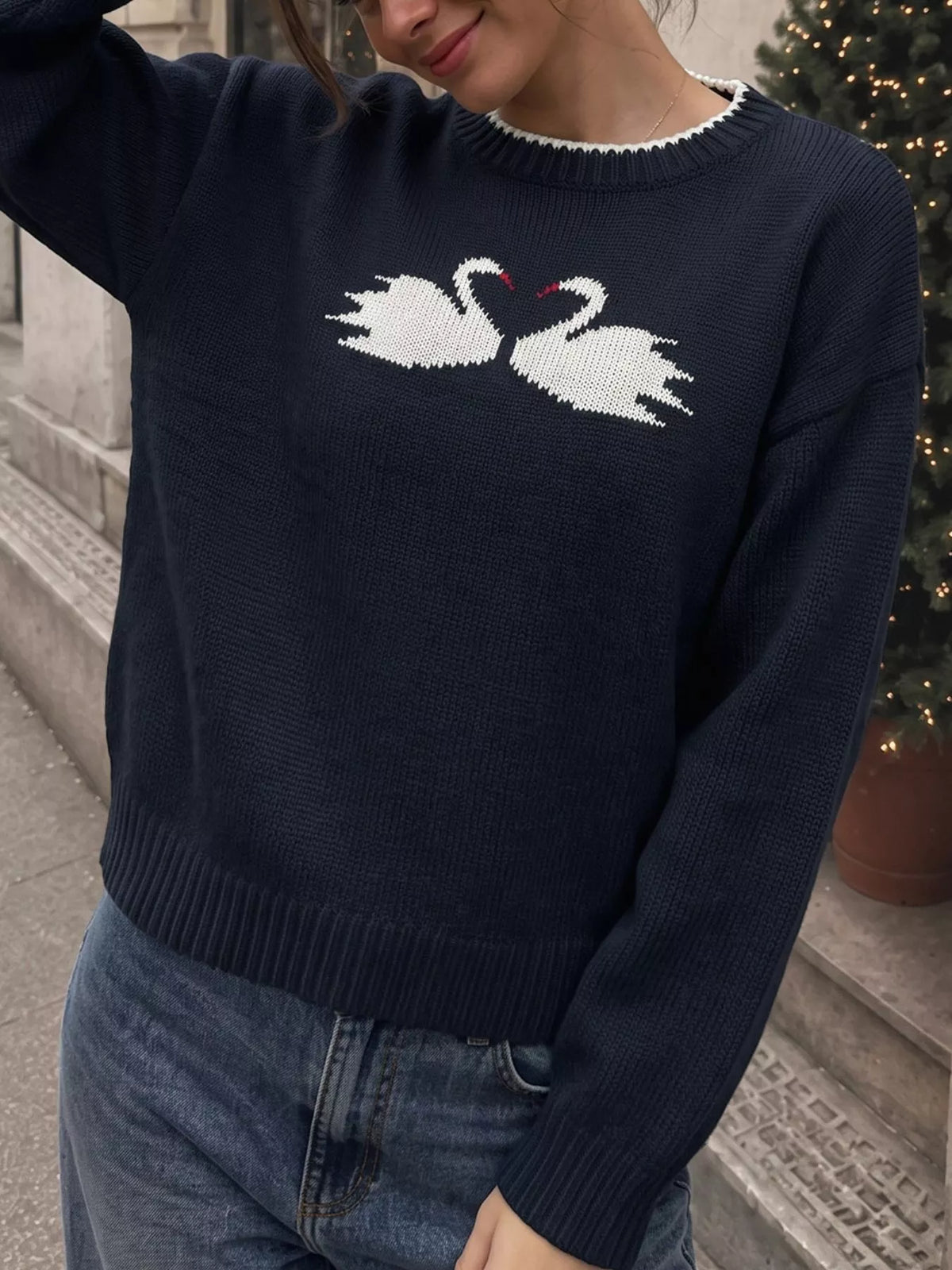 Swan Dropped Shoulder Sweater