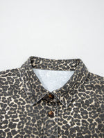 Leopard Print Short Sleeve Denim Shirt