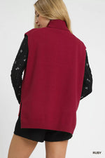 Umgee High-Low Turtleneck Sleeveless Sweater Top