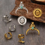 4 Piece Vintage Western Style Bull Head Rings