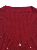 Pearl Embellished Button Up Cardigan