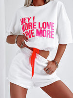 Letter Graphic Top and Shorts Set