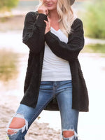 Cable-Knit Open Front Long Sleeve Cardigan
