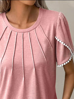 Full Size Round Neck Petal Sleeve Blouse Plus Size