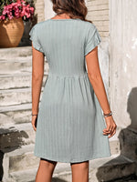 V-Neck Ruffled Cap Sleeve Dress