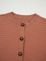Rib Knit Button Front Dolman Sleeve Sweater Cardigan