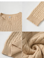 Cable-Knit Round Neck Pullover Sweater