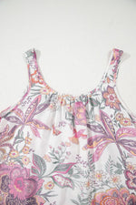 Multicolour Floral Tie Neck Sleeveless Mini Dress