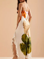 Floral Print One-Shoulder Ruffle Hem Maxi Dress