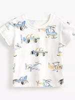 Children's Vehicle Print Cotton T-Shirt
