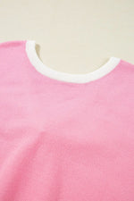 Bow Back Round Neck Short Sleeve Knit Top
