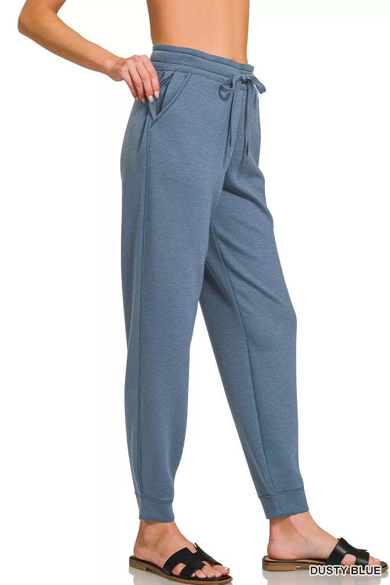 Zenana Drawstring Scuba Joggers with Pockets