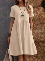 Full Size Casual Loose Fit Tiered Ruffle Hem Dress Plus Size