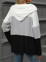 Color Block Half Zip Hooded Top