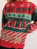 Christmas Letter Round Neck Long Sleeve Sweater