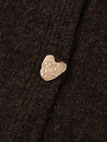Heart Metal Button V Neck Cardigan Sweater