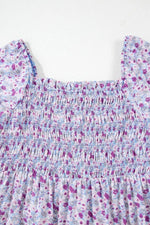 Tiered Floral Shirred High Waist Maxi Dress
