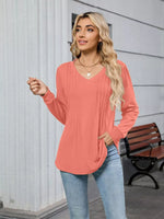 V-Neck Long Sleeve Relaxed Fit T-Shirt