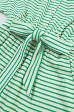 Striped Half Sleeve Tie Waist Romper