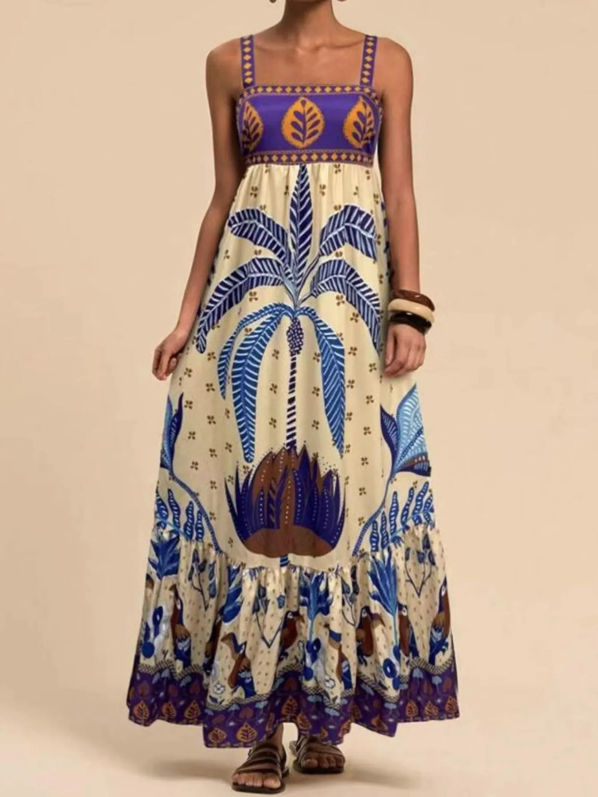 Tropical Print Maxi Cami Dress