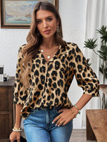 Leopard Print 3/4 Sleeve Blouse