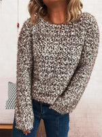 Crochet Round Neck Dropped Shoulder Sweater