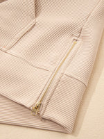 Textured Half Zip Kangaroo Pocket Top and Drawstring Shorts Set