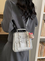Plaid Backpack Bag with Charm