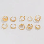 10-Piece Alloy Geometric Ring