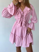 Ruffle Flounce Sleeve Mini Dress