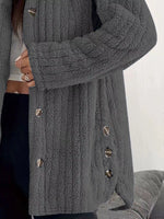 Full Size Fleece Button Up Hooded Outerwear Plus Size