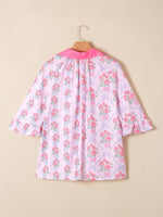 Floral Collared Ruffled Half Sleeve Shirt